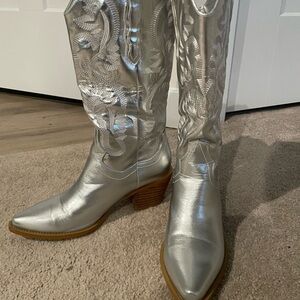 Silver Western Boots